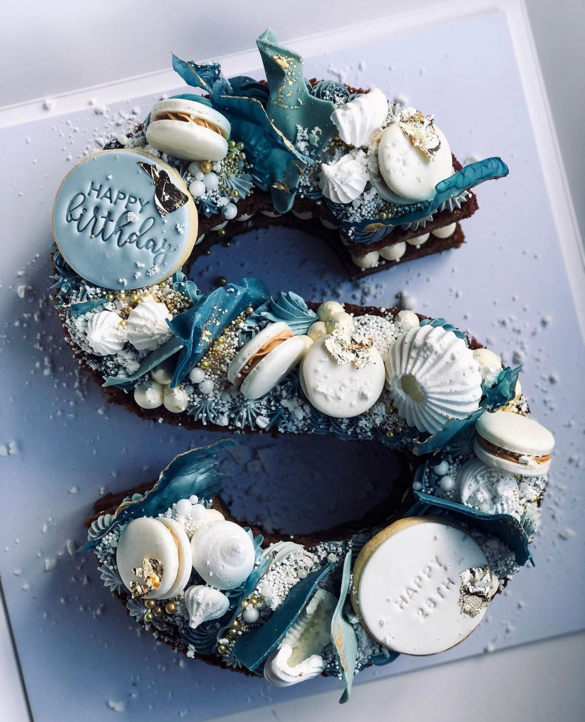 letter Cakes S Smooth Cream Blue Piping - Pure Gelato Sydney - Pure Gelato  Sydney | Gelato | Gelato Cakes | Gelato Fundraising