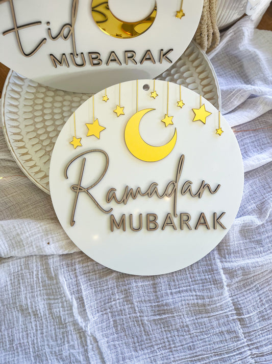 Ramadan Mubarak / Eid Mubarak Round Sign